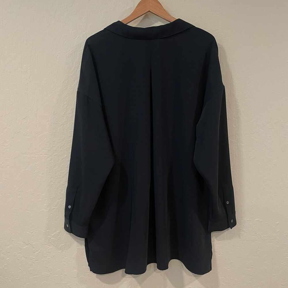 ~ J.Jill 2x Wearever Dress Black Vneck Tunic Above Knee Long Sleeve Pleated Slit - Picture 6 of 14